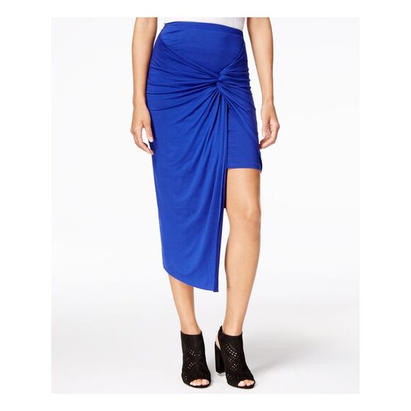 KENSIE Dresses & Skirts - KENSIE Womens Blue Gathered Maxi Faux Wrap Skirt Size: M